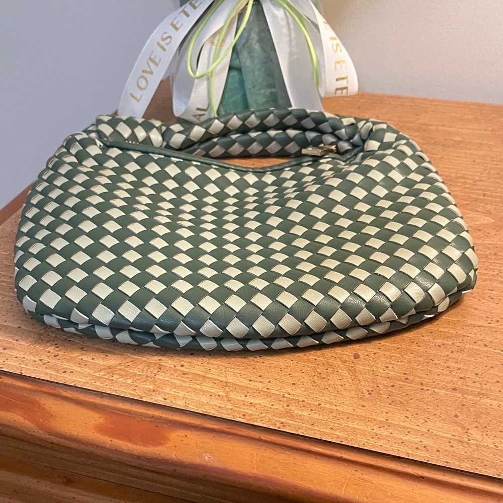 Melie Bianco Woven Green Hobo Bag - Picture 2 of 3